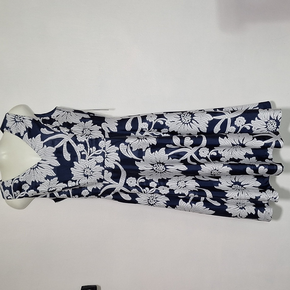 Preston & York Dress Sleeveless A Line Floral Navy